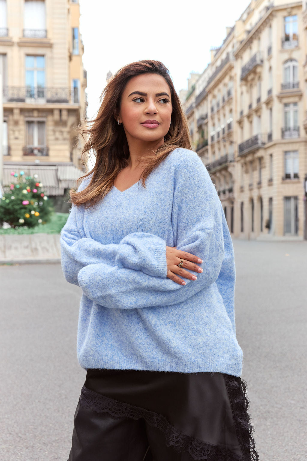 Pull Winter Col V Bleu