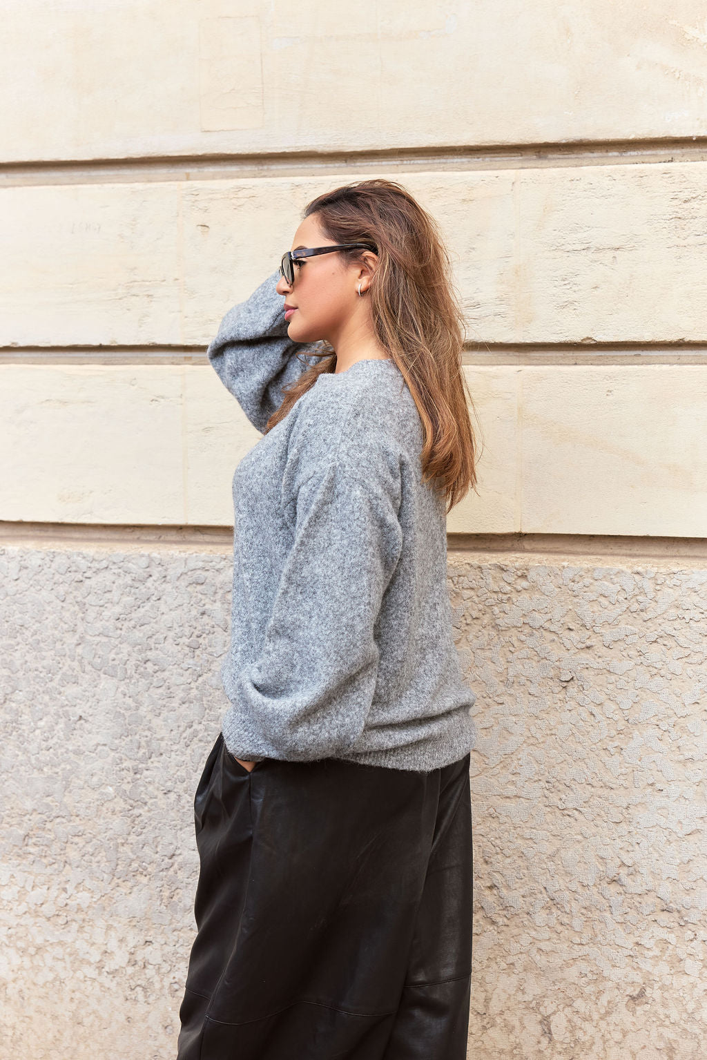 Pull Winter col rond Gris