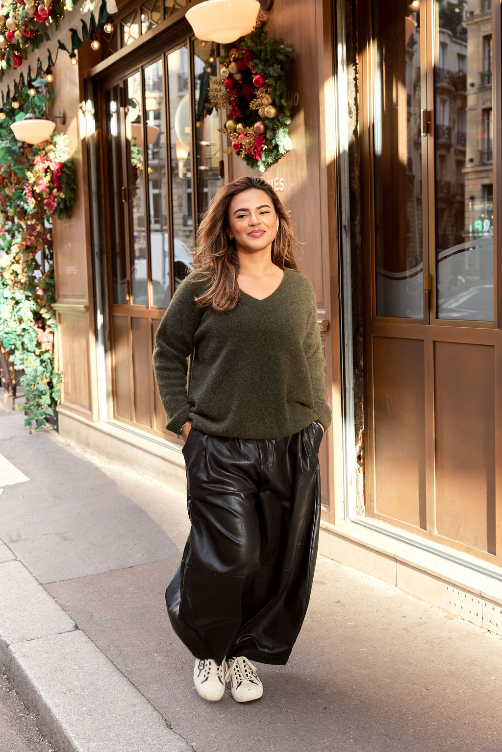 Pantalon simili cuir noir effet balon/oversize