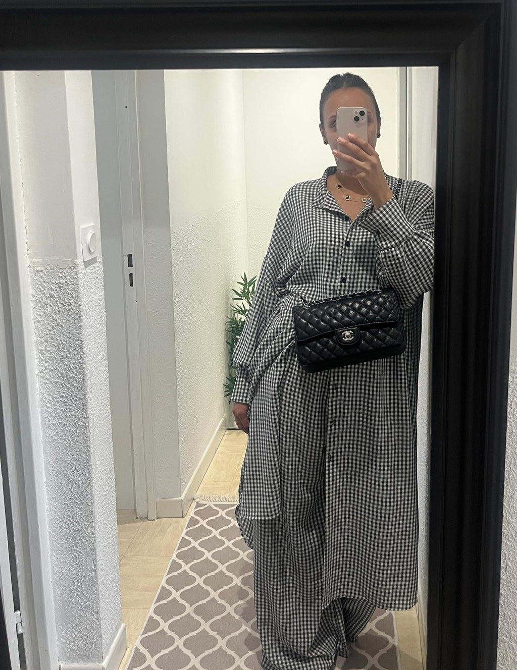 Ensemble Chemise longue et Pantalon Large à Carreau