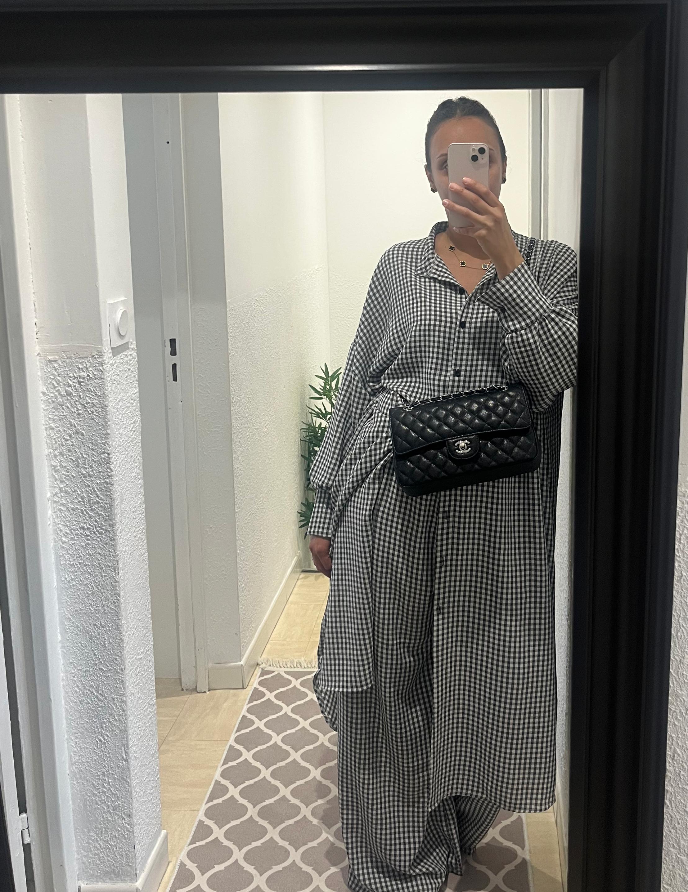 Ensemble Chemise longue et Pantalon Large à Carreau