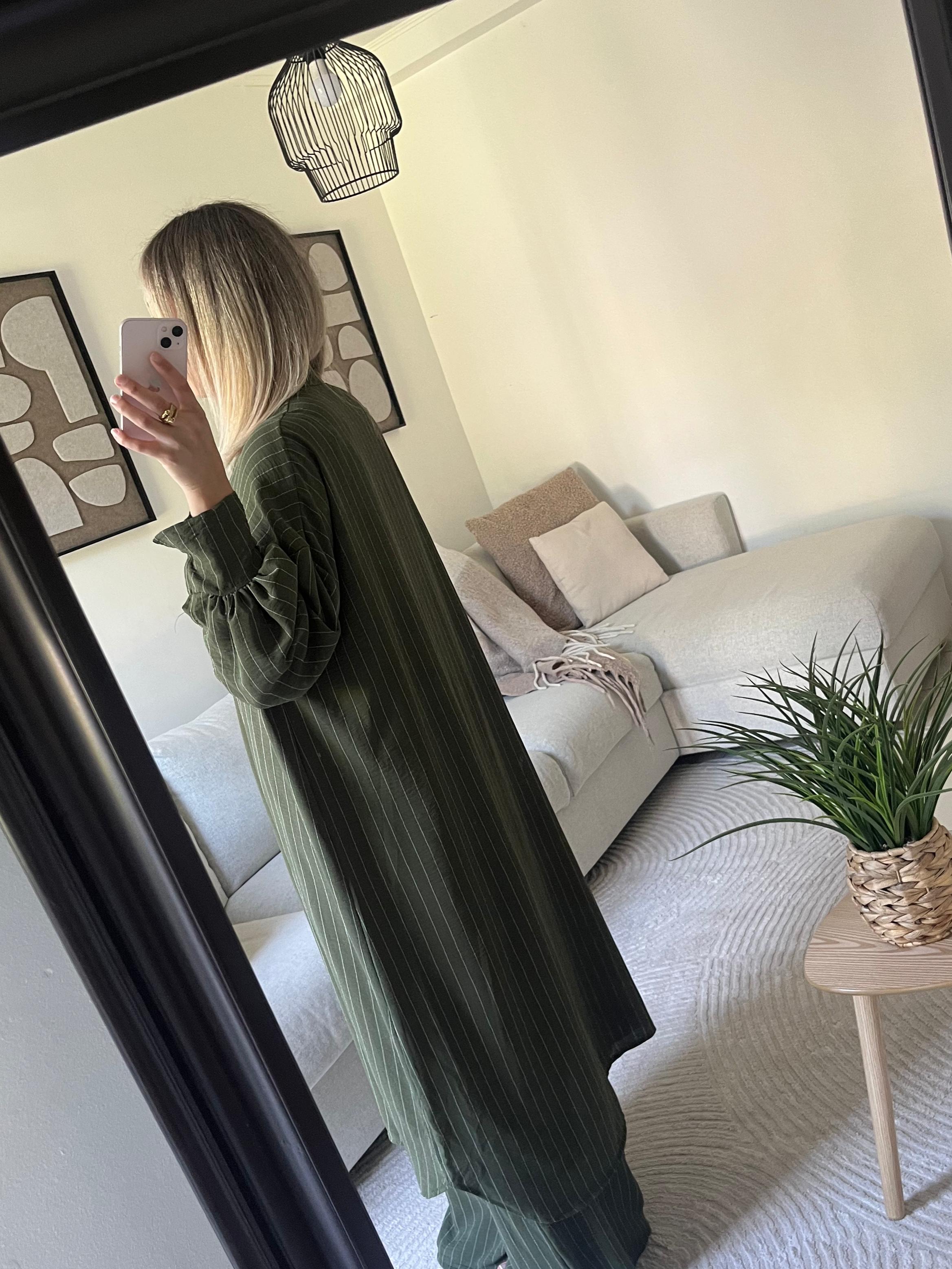 Ensemble Chemise longue et Pantalon Large Vert